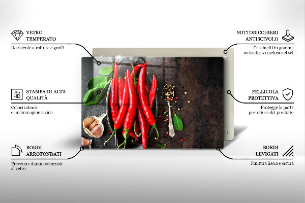 Főzőlap védő üveglap Piros chili paprika