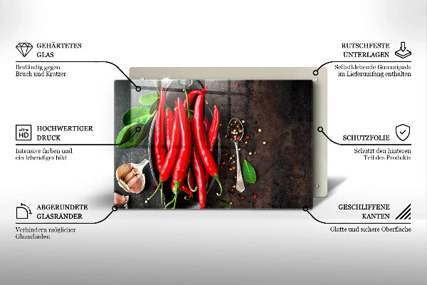 Főzőlap védő üveglap Piros chili paprika