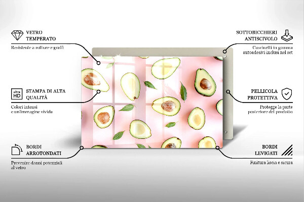 Főzőlap védő üveglap Avokádó minta