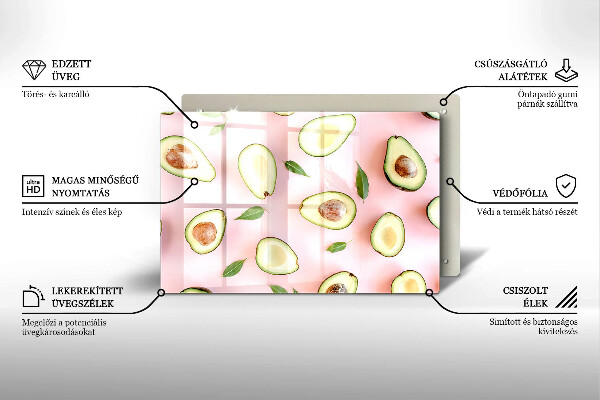 Főzőlap védő üveglap Avokádó minta