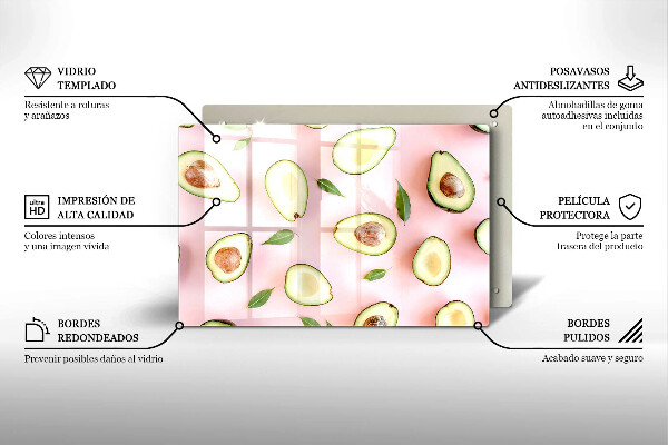 Főzőlap védő üveglap Avokádó minta