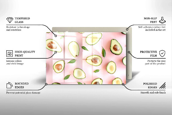 Főzőlap védő üveglap Avokádó minta