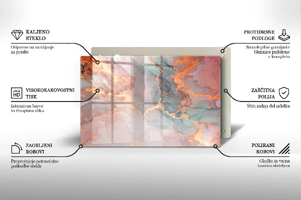 Főzőlap védő üveglap Márvány arannyal