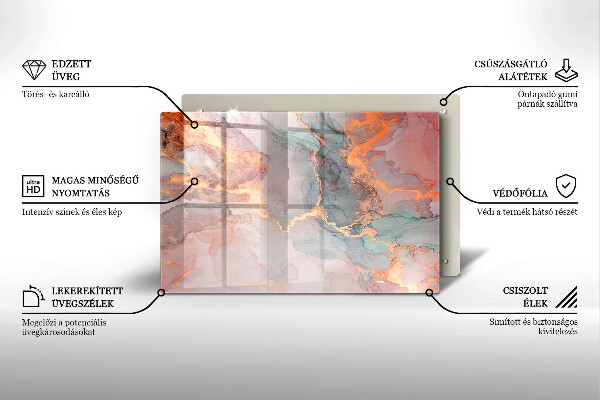 Főzőlap védő üveglap Márvány arannyal