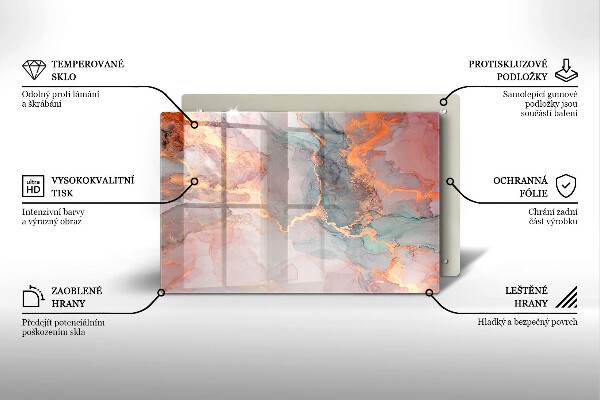 Főzőlap védő üveglap Márvány arannyal