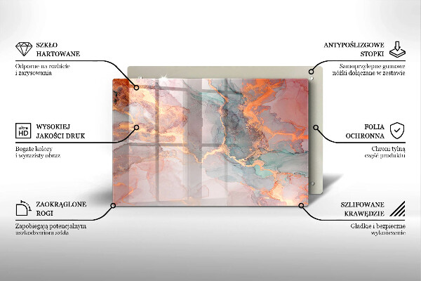 Főzőlap védő üveglap Márvány arannyal