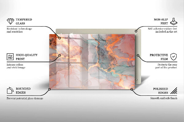 Főzőlap védő üveglap Márvány arannyal