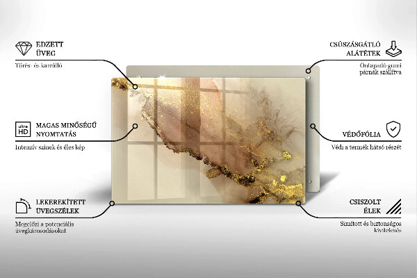 Főzőlap védő üveglap Arany absztrakció