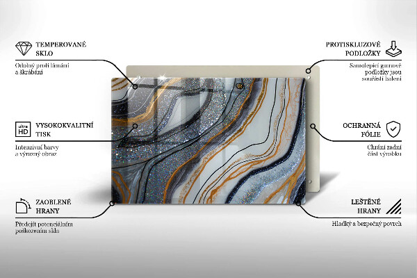 Tűzhelyvédő üveglap szikla arannyal