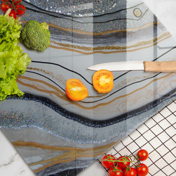 Tűzhelyvédő üveglap szikla arannyal