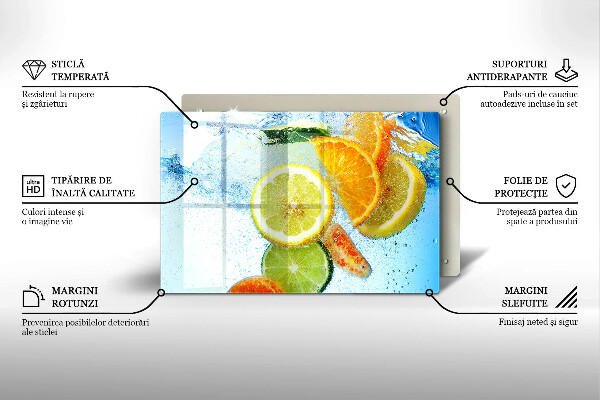 Tűzhelyvédő üveglap Zamatos citrusvíz