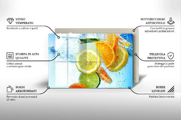 Tűzhelyvédő üveglap Zamatos citrusvíz