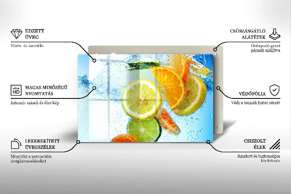 Tűzhelyvédő üveglap Zamatos citrusvíz