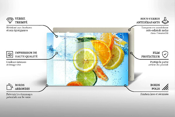 Tűzhelyvédő üveglap Zamatos citrusvíz