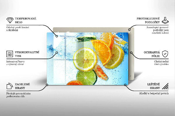 Tűzhelyvédő üveglap Zamatos citrusvíz