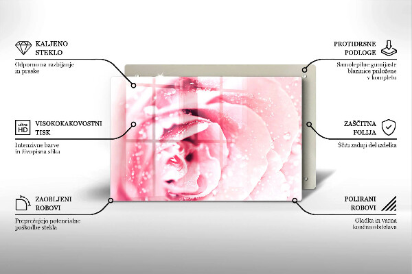 Főzőlap védő üveglap Harmatcseppek és rózsavirág