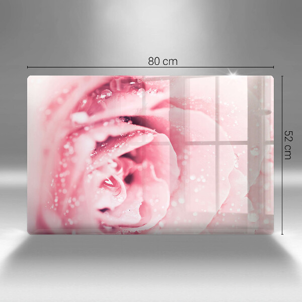 Főzőlap védő üveglap Harmatcseppek és rózsavirág