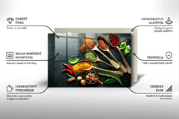 Főzőlap védő üveglap Konyhai kanál fűszerek
