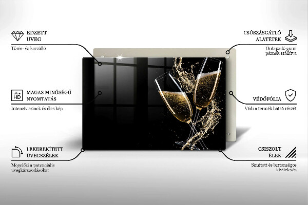 Főzőlap védő üveglap Pohár pezsgő