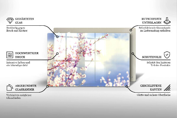 Főzőlap védő üveglap Virágzó fa