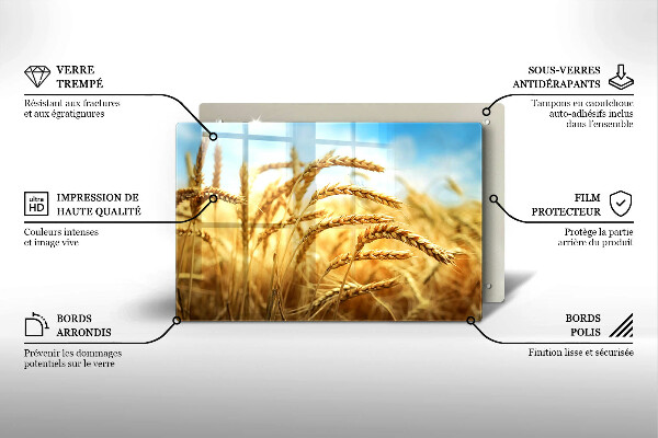 Tűzhelyvédő üveglap Kalász gabonafélék a területen