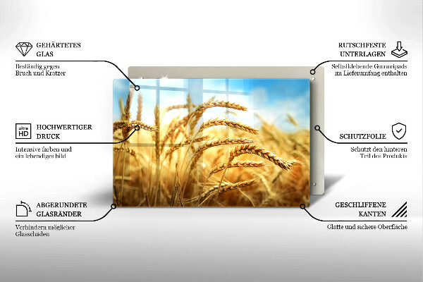 Tűzhelyvédő üveglap Kalász gabonafélék a területen