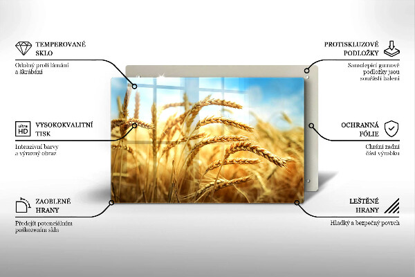 Tűzhelyvédő üveglap Kalász gabonafélék a területen