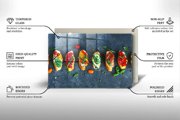 Tűzhelyvédő üveglap Színes szendvicsek