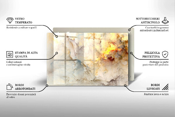 Tűzhelyvédő üveglap Márvány textúra arannyal