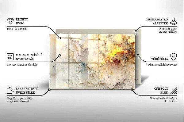 Tűzhelyvédő üveglap Márvány textúra arannyal