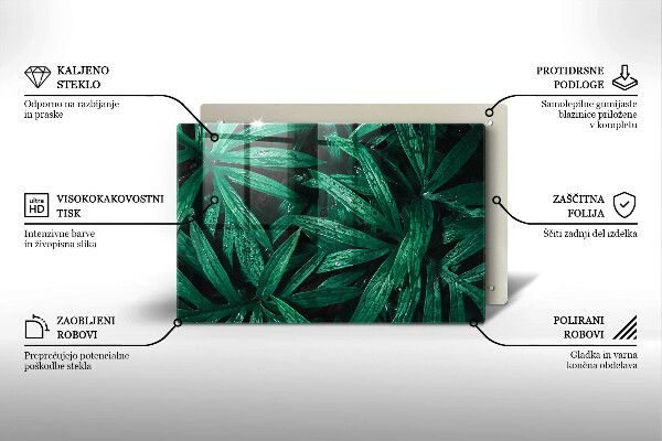 Tűzhelyvédő üveglap Növények levelei