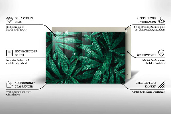 Tűzhelyvédő üveglap Növények levelei