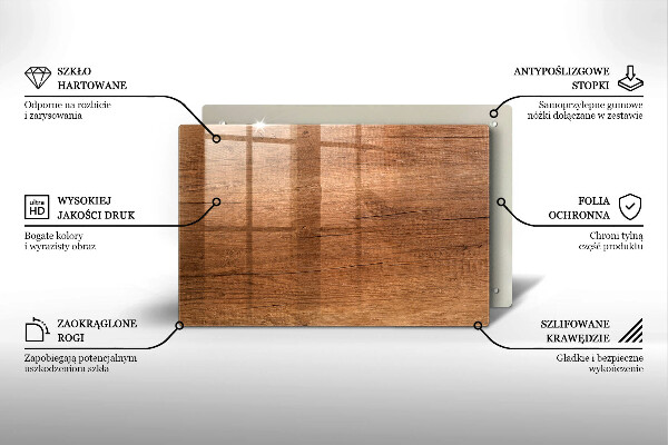 Főzőlap védő üveglap Fa textúra