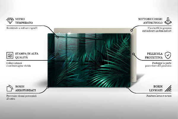 Tűzhelyvédő üveglap Vad dzsungel levelei