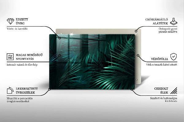 Tűzhelyvédő üveglap Vad dzsungel levelei