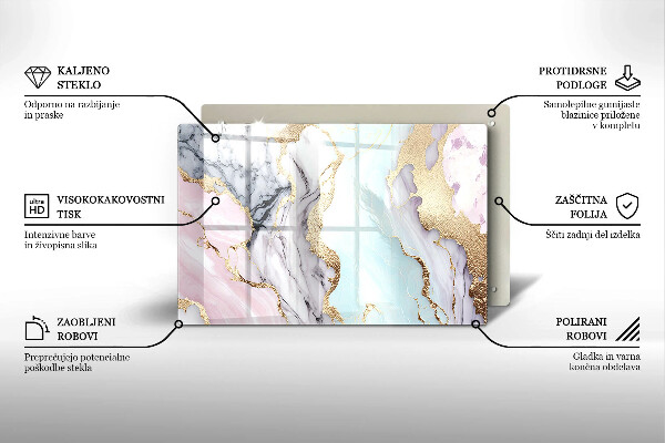 Tűzhelyvédő üveglap Pasztell márvány