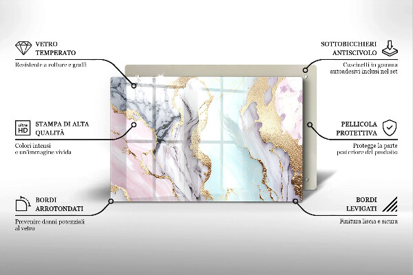 Tűzhelyvédő üveglap Pasztell márvány