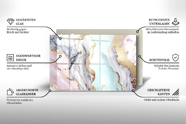 Tűzhelyvédő üveglap Pasztell márvány