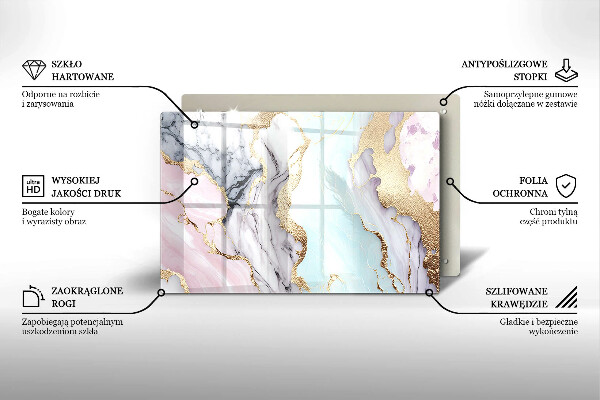 Tűzhelyvédő üveglap Pasztell márvány