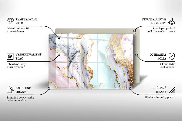Tűzhelyvédő üveglap Pasztell márvány
