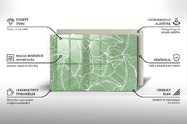 Tűzhelyvédő üveglap Lineáris levelek