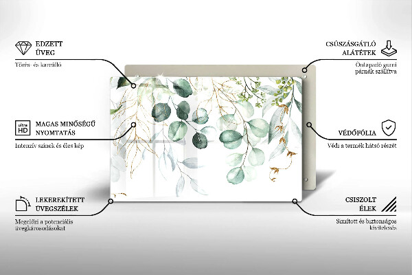 Tűzhelyvédő üveglap Festett növények