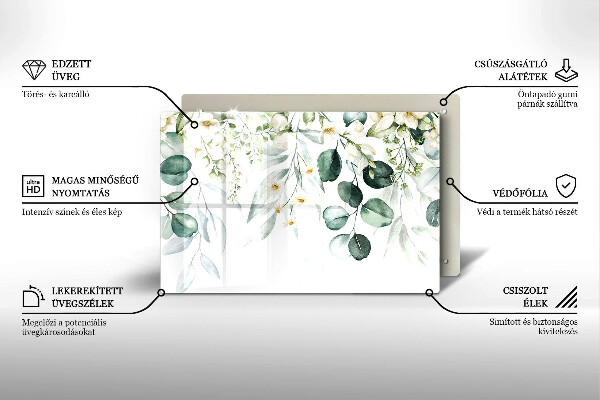 Tűzhelyvédő üveglap Akvarell növények