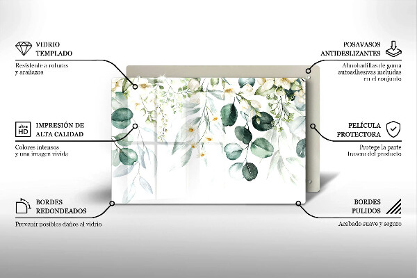 Tűzhelyvédő üveglap Akvarell növények