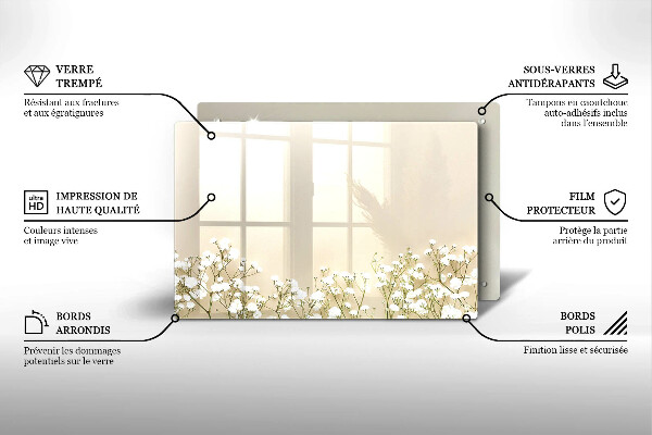 Tűzhelyvédő üveglap Gipsz boho virágok