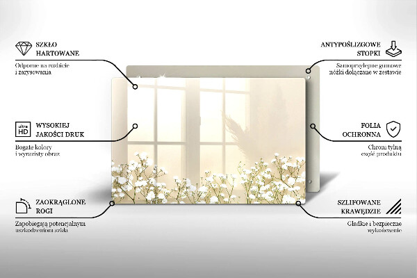 Tűzhelyvédő üveglap Gipsz boho virágok