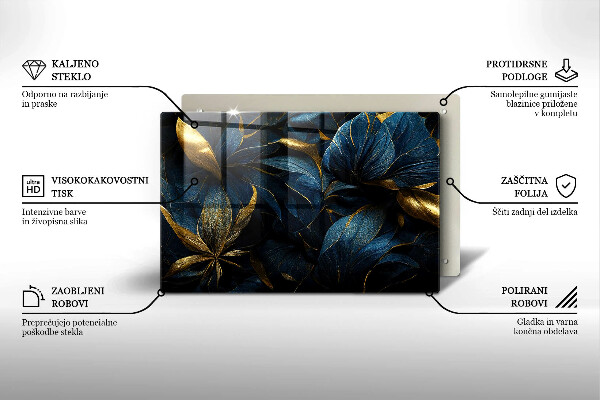 Tűzhelyvédő üveglap Dekoratív levelek arannyal