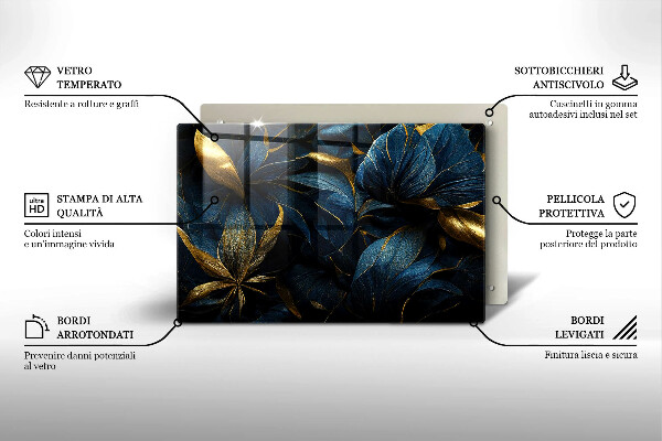 Tűzhelyvédő üveglap Dekoratív levelek arannyal