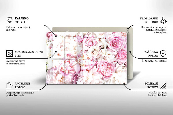 Tűzhelyvédő üveglap Bazsarózsa csokor