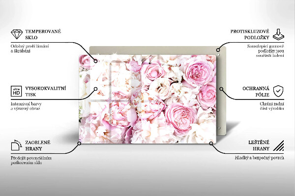 Tűzhelyvédő üveglap Bazsarózsa csokor